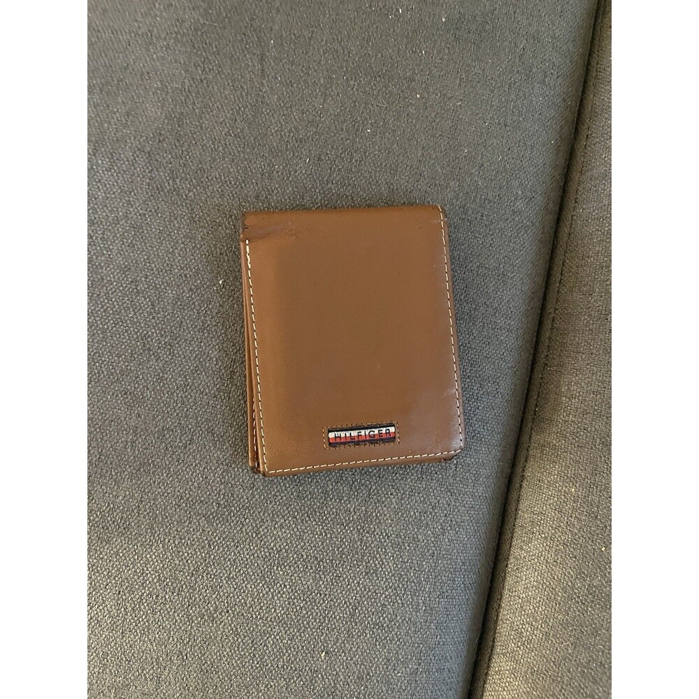 tommy hilfiger wallet mens Brown faux leather bifold